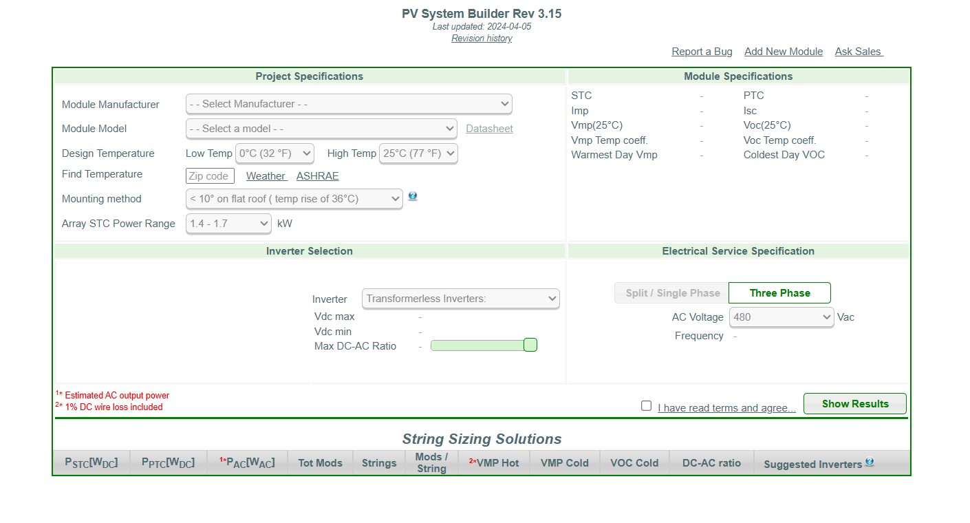 PV String Sizing Tool